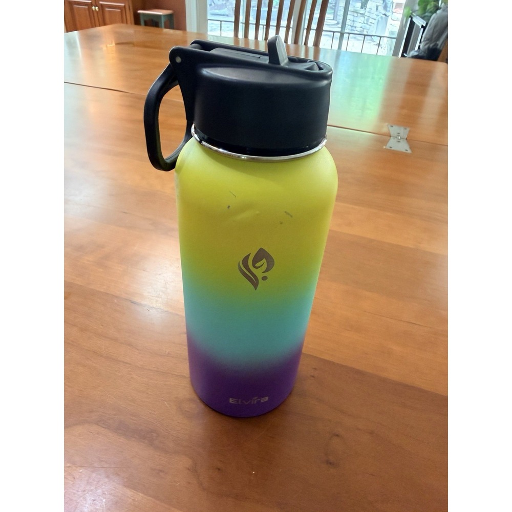 Elvira 64 oz Gradient Water Bottle w/ Handle Twist Lid Yellow Blue Purple